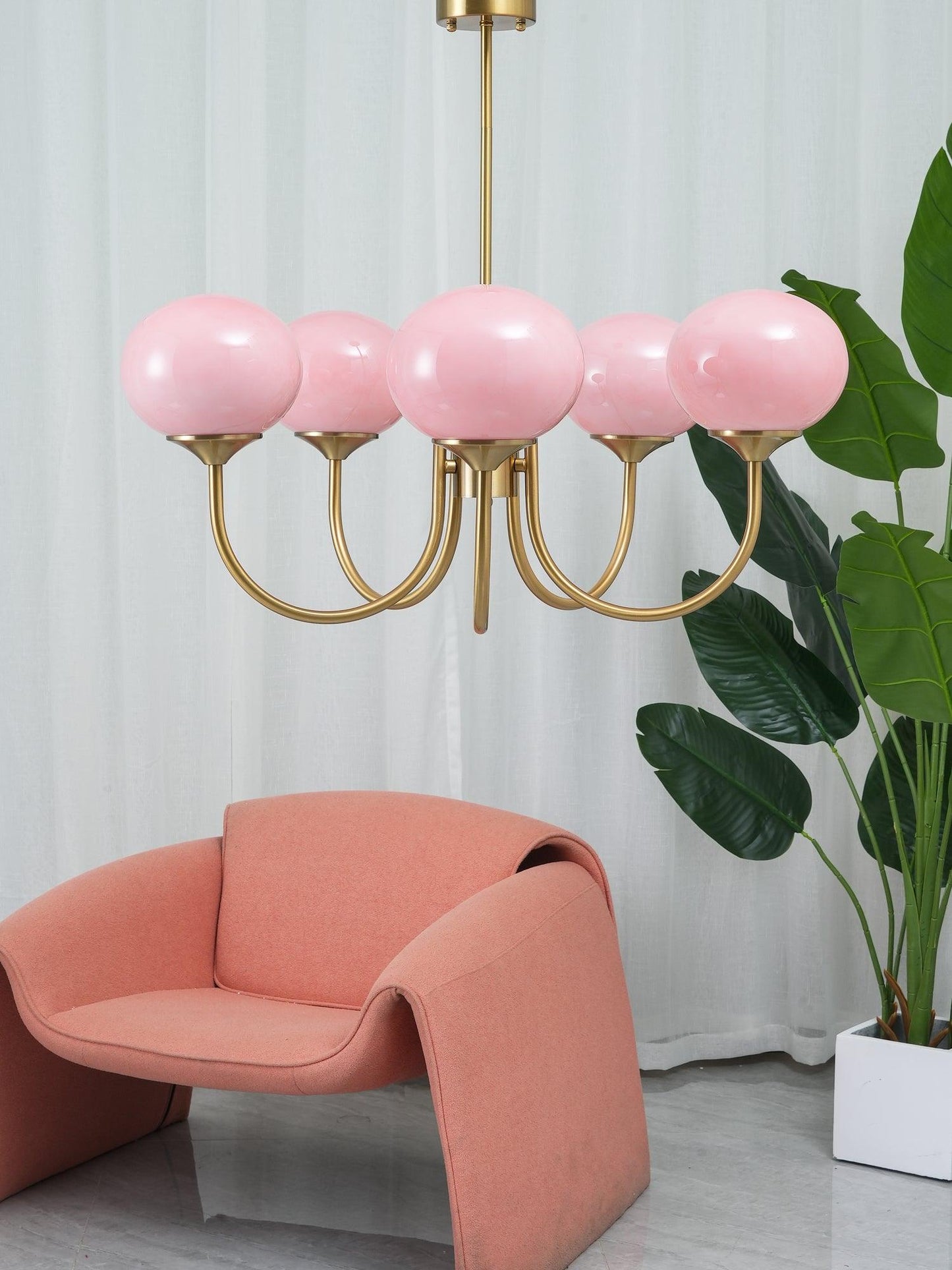 Marshmallow Kroonluchter Goud Roze Glas Plafondlamp