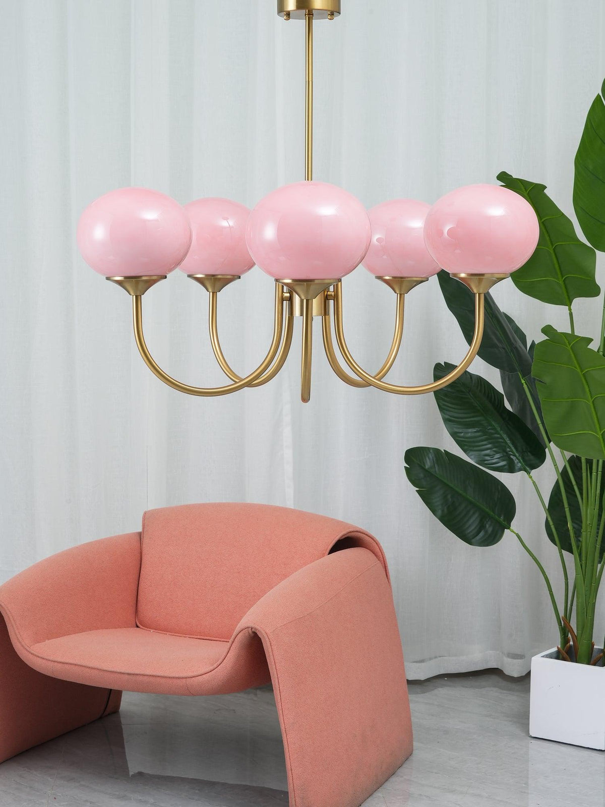 Marshmallow Kroonluchter Goud Roze Glas Plafondlamp