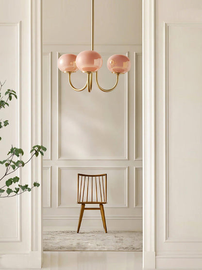 Marshmallow Kroonluchter Goud Roze Glas Plafondlamp