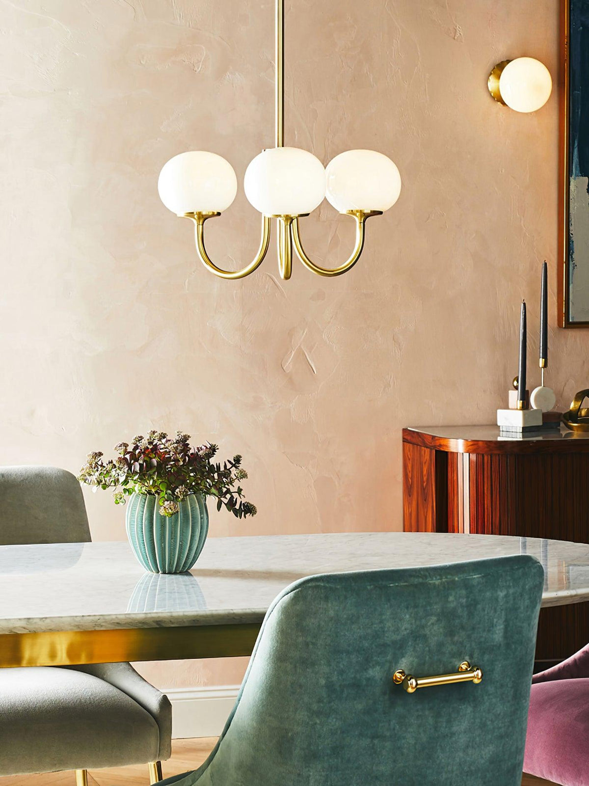 Marshmallow Kroonluchter Goud Roze Glas Plafondlamp