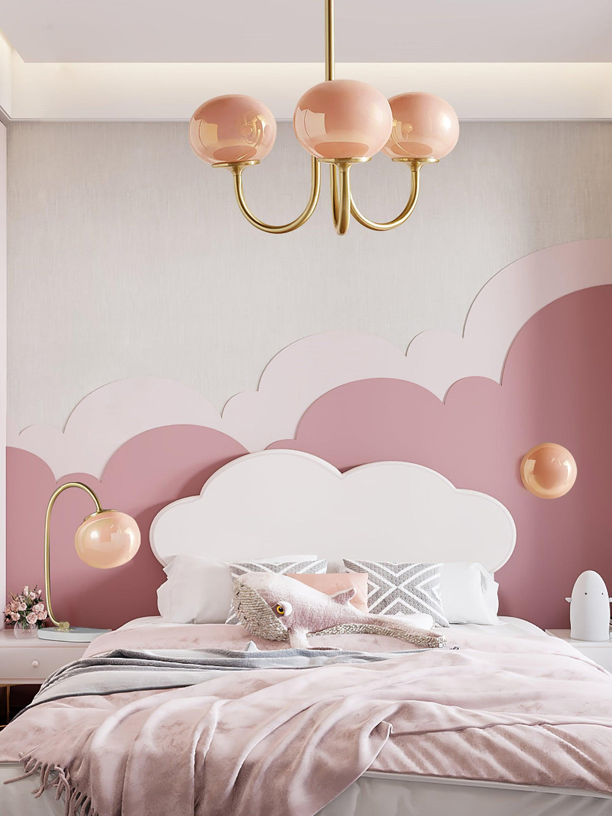 Marshmallow Kroonluchter Goud Roze Glas Plafondlamp