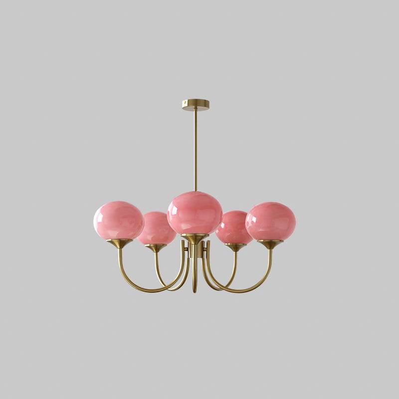 Marshmallow Kroonluchter Goud Roze Glas Plafondlamp