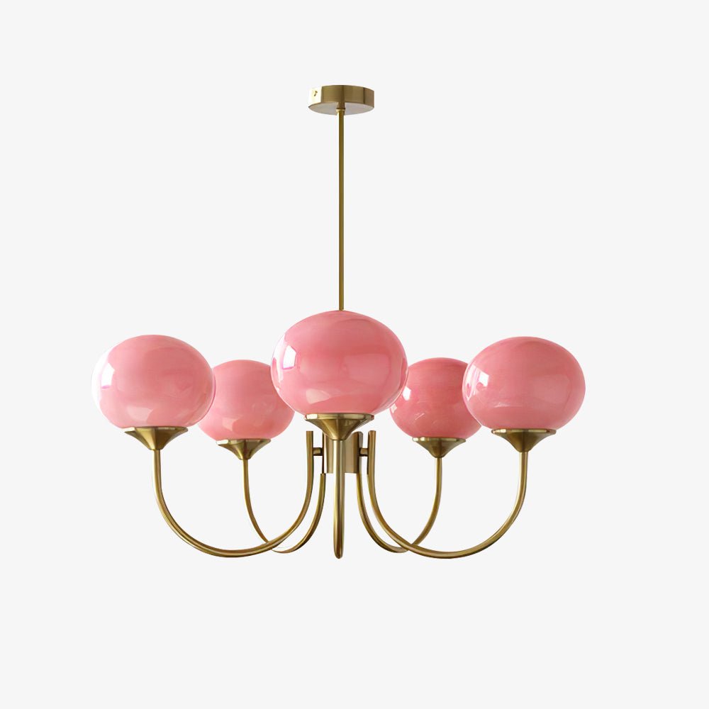 Marshmallow Kroonluchter Goud Roze Glas Plafondlamp