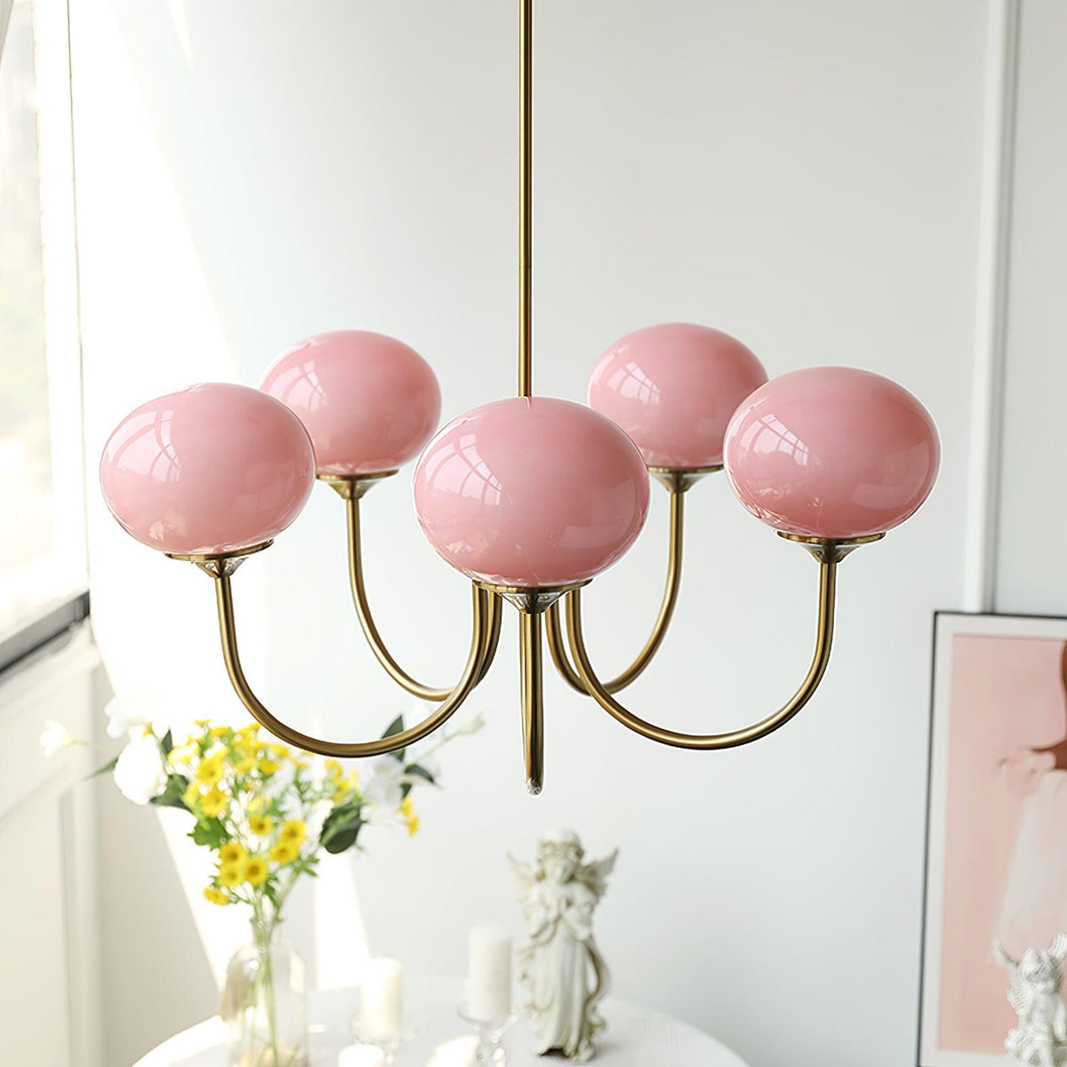 Marshmallow Kroonluchter Goud Roze Glas Plafondlamp