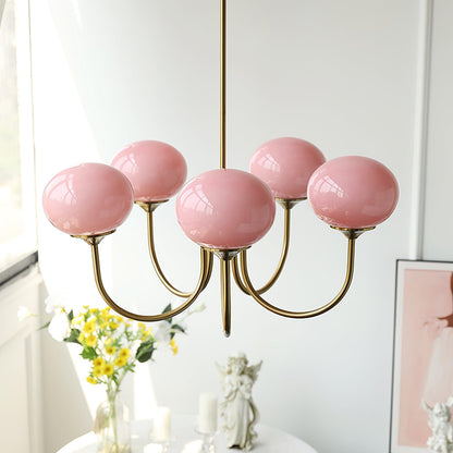 Marshmallow Kroonluchter Goud Roze Glas Plafondlamp