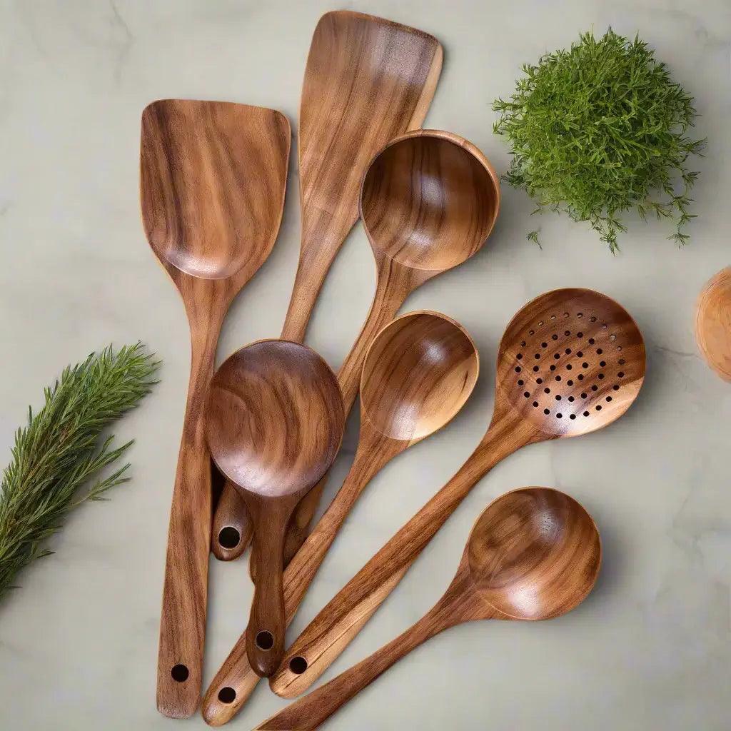 Teak houten bestekset | Duurzaam en stijlvol koken met natuurlijk teak