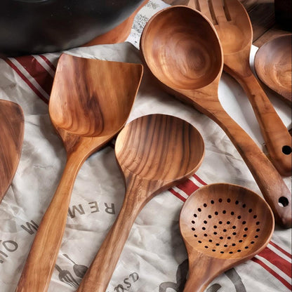 Teak houten bestekset | Duurzaam en stijlvol koken met natuurlijk teak