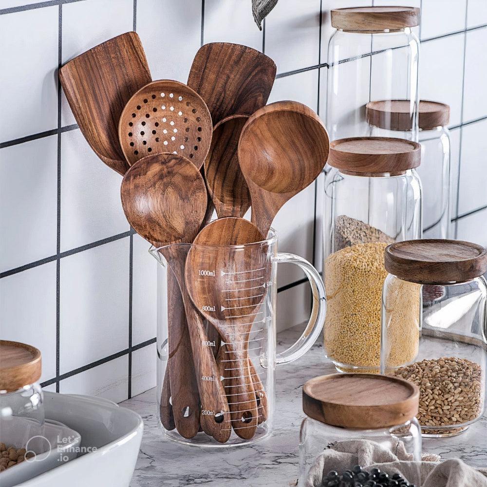 Teak houten bestekset | Duurzaam en stijlvol koken met natuurlijk teak