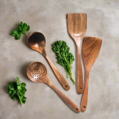Teak houten bestekset | Duurzaam en stijlvol koken met natuurlijk teak