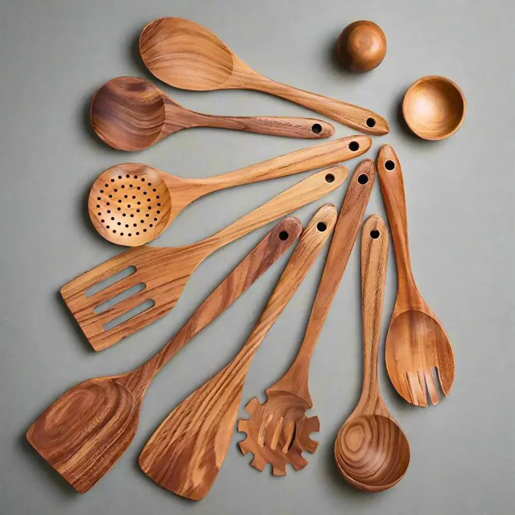 Teak houten bestekset | Duurzaam en stijlvol koken met natuurlijk teak